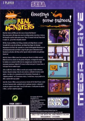 Aaahh!!! Real Monsters (USA) (Beta) (1995-07-07) box cover back